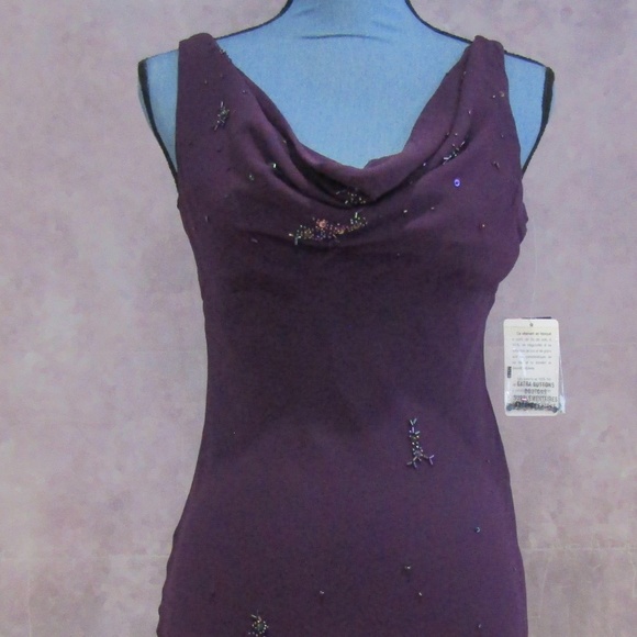 NEW Jones New York Purple Silk Beaded Sequin Dress - Picture 2 of 8